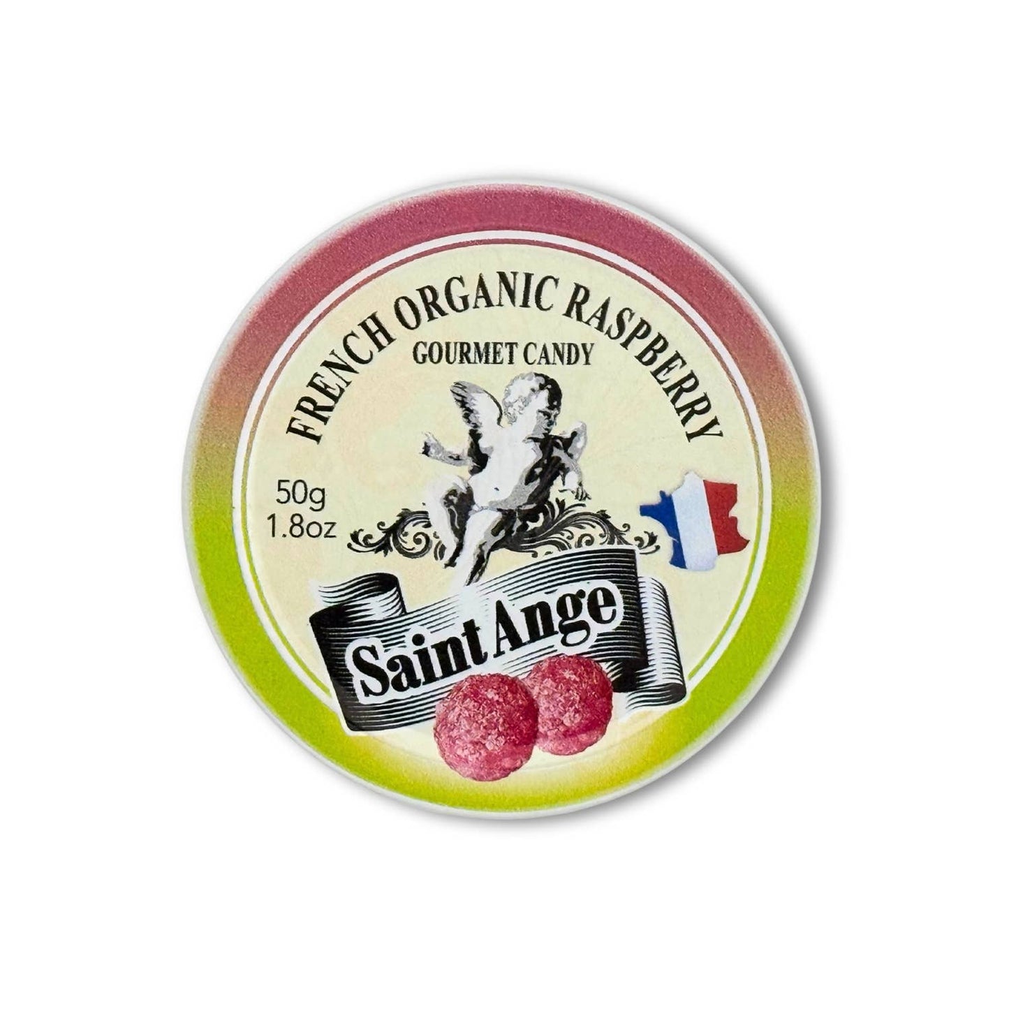 Saint-Ange Økologisk Hindbær Pastiller 50g - BIO-Certificerede Franske Slik Bonbon-France