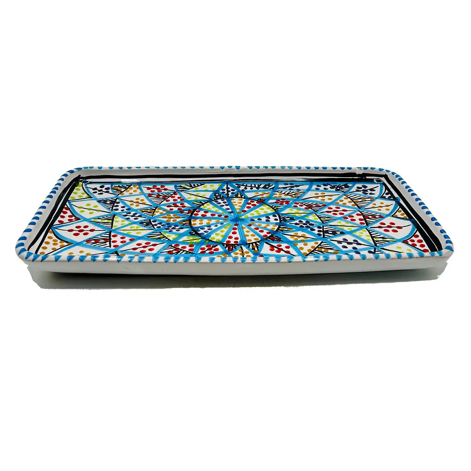Håndmalet Tunesisk Keramikfad - 33x15 cm Etnico del Mondo