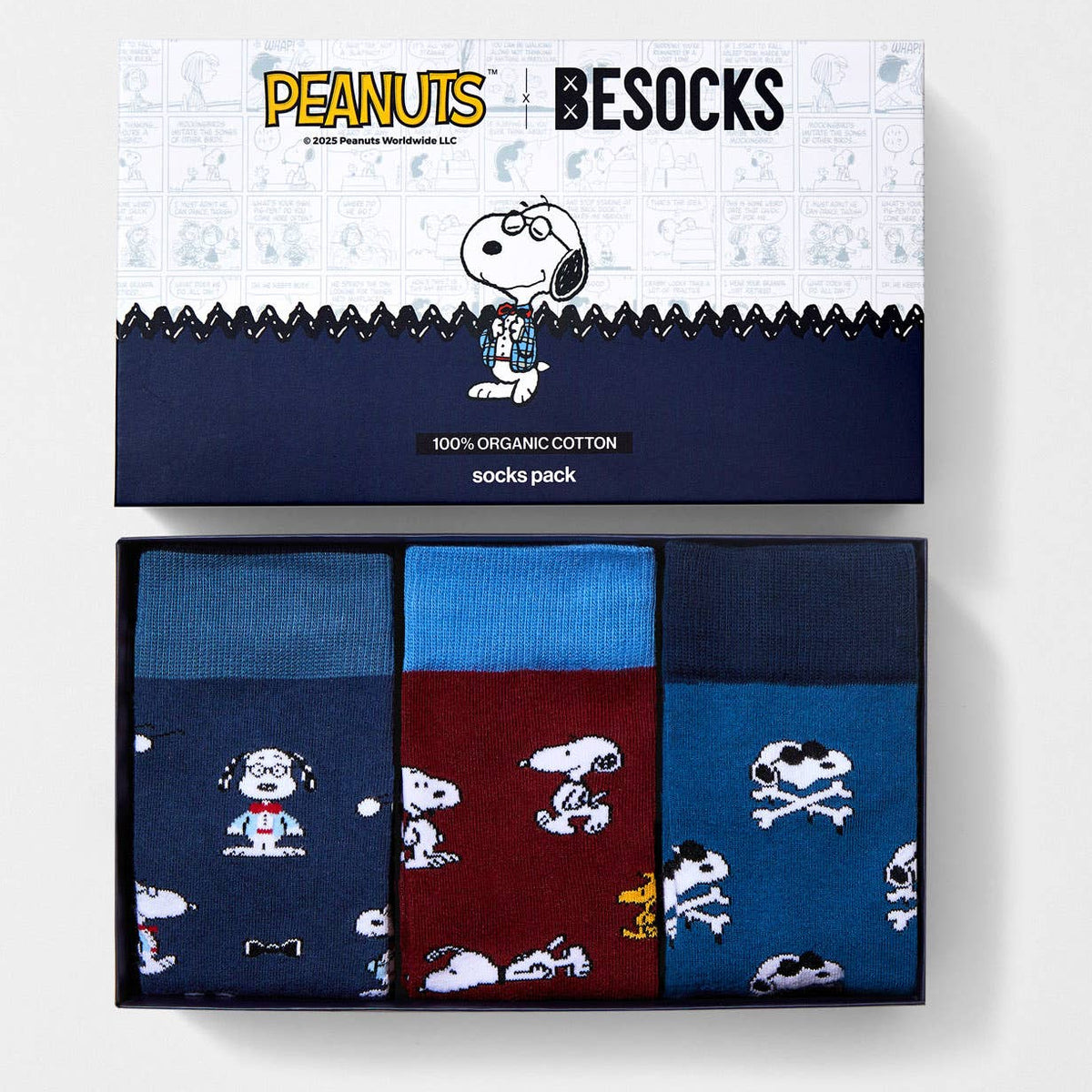 Sokkepakke – Snoopy – Blå og bordeaux – 41–46 | BESOCKS Sokker BESOCKS