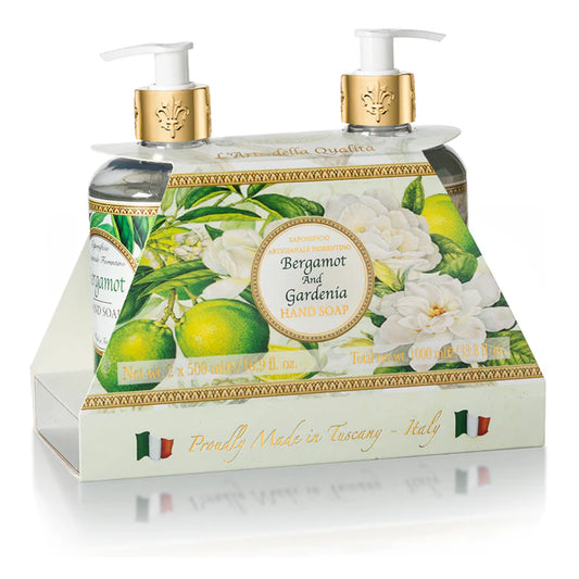 Håndsæbe Sæt – Bergamotte & Gardenia 2 x 500 ml | Saponificio Artigianale Fiorentino Italiensk flydende sæbe Saponificio Artigianale Fiorentino