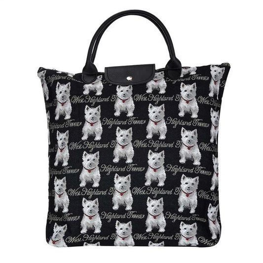 Foldbar Shopper taske I Gobelin Westie White