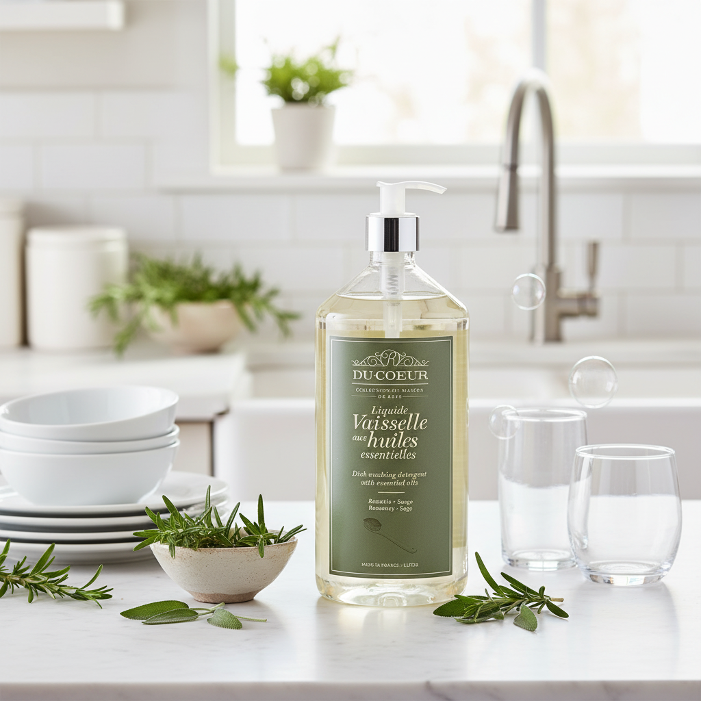 Fransk Opvaskemiddel Rosmarin & Salvie 1L - Du Coeur med Pumpe Du Coeur