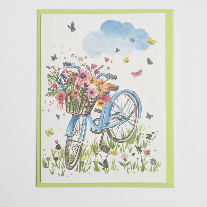 Mini Kort 8,5 x 6,5 cm med kuvert Edition Gollong Blå Cykel