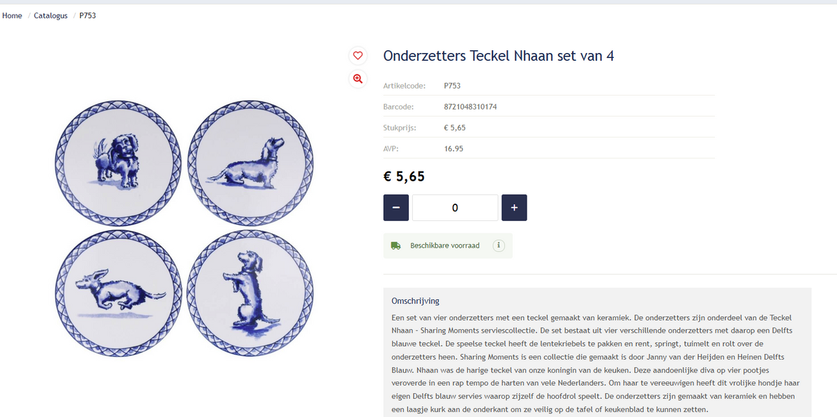 Bordskånere med gravhund – Ø 10 cm – 4 stk. | Heinen Delfts Blauw Bordskånere Heinen Delfts Blauw
