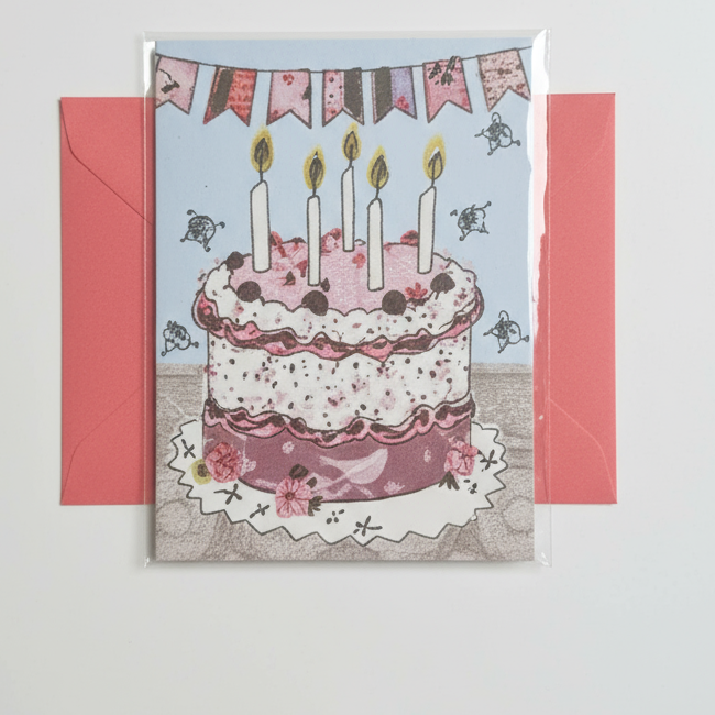 Mini Kort 8,5 x 6,5 cm med kuvert Edition Gollong Lagkage med lys