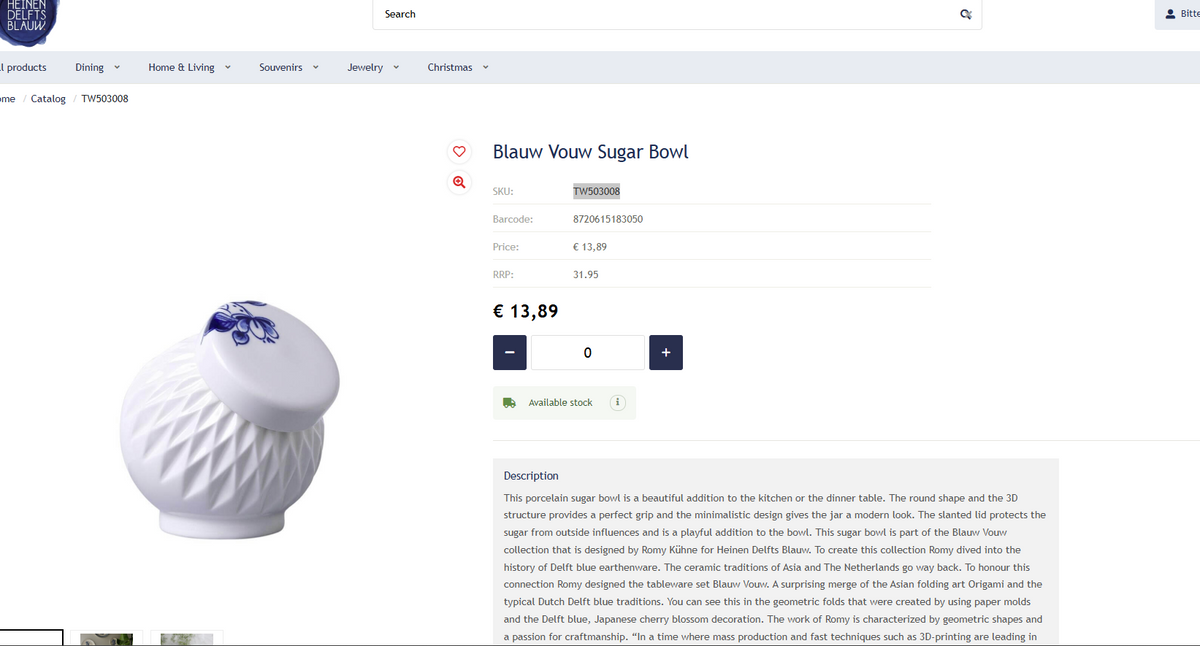 Sukkerskål Blauw Wouw – 400 ml | Heinen Delfts Blauw Sukkerskål Heinen Delfts Blauw