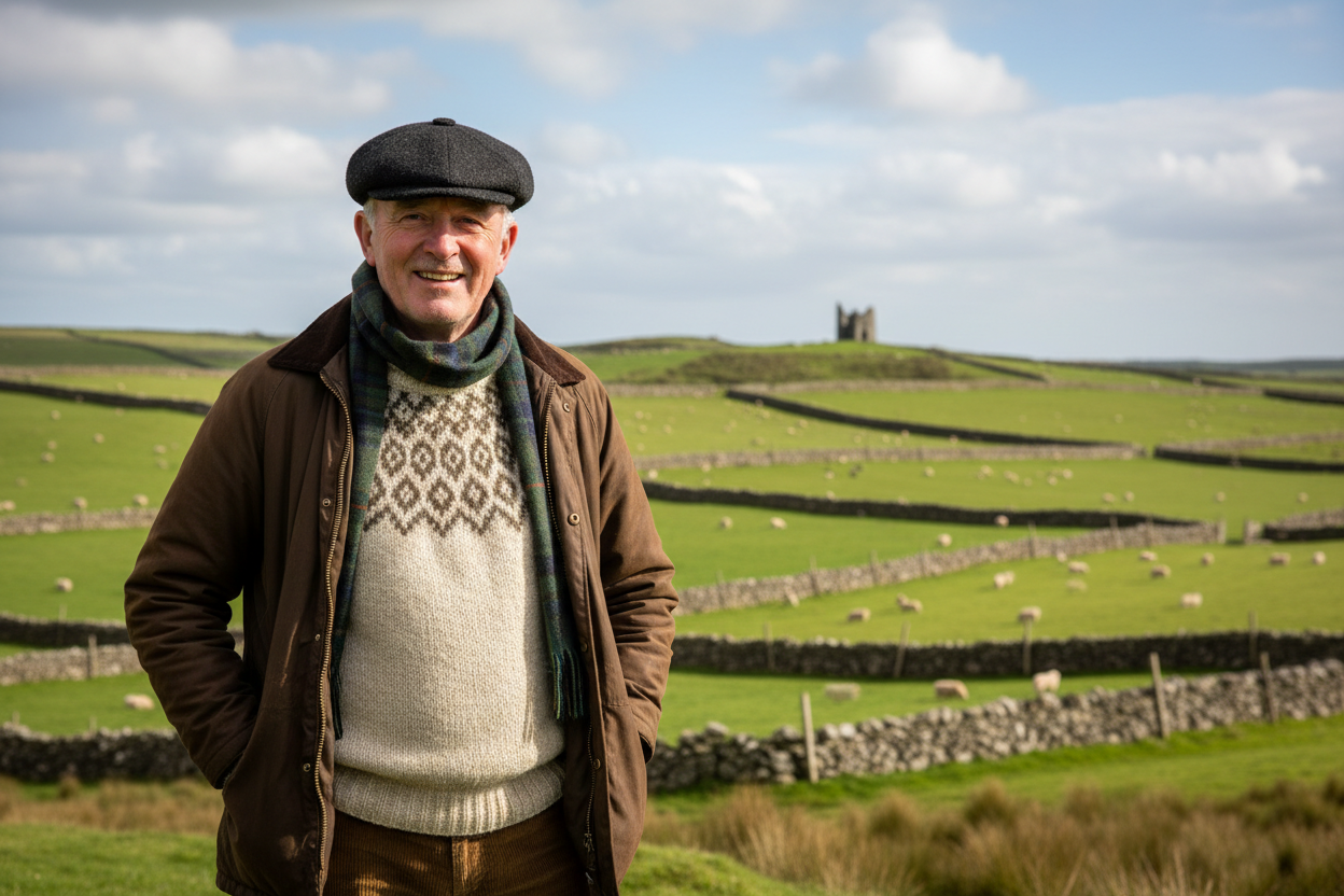 Irsk mand med sort Celtic Ore Tweed kasket