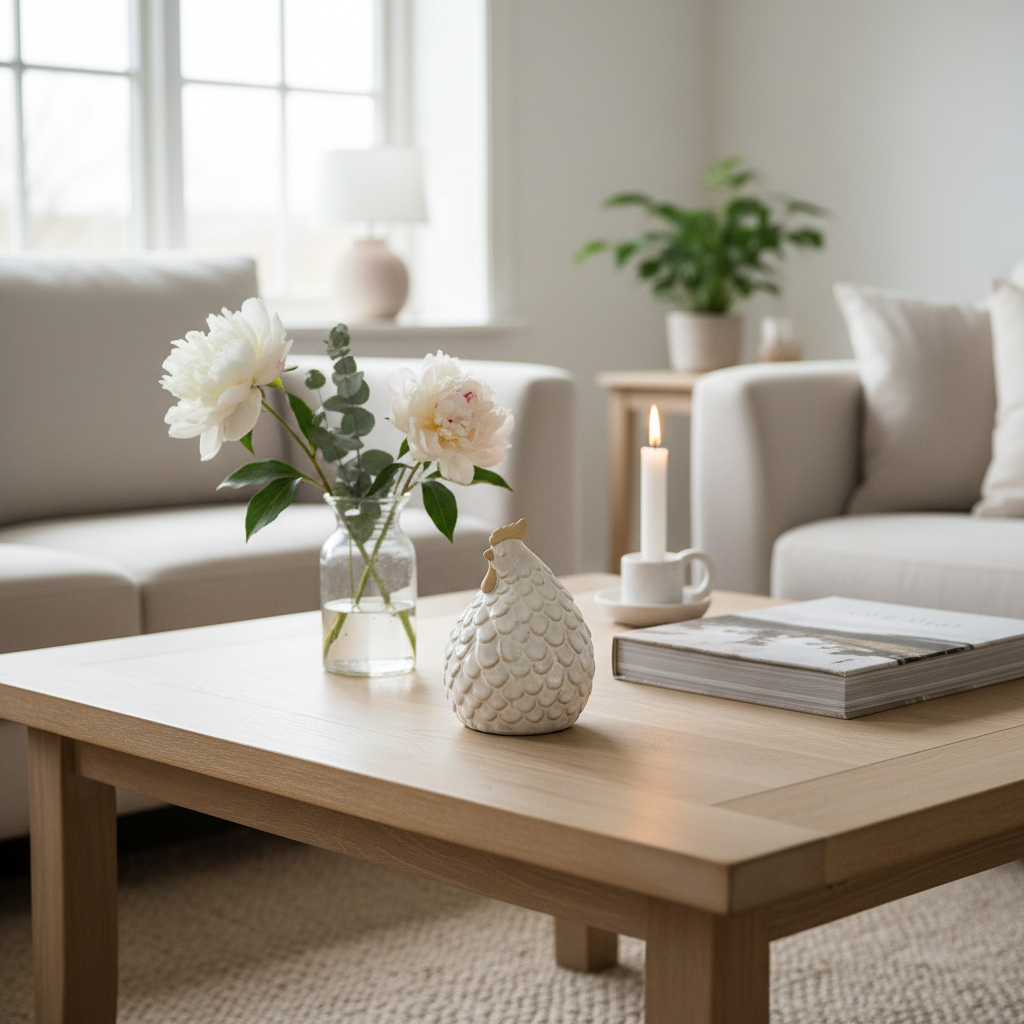 Keramik Høne Hvid - Dekorativ Figur 9x12x9cm G. Wurm