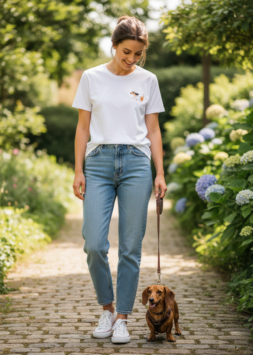 Broderet Gravhund T-shirt i Bomuld | Cécile Wang T-shirt Cécile Wang