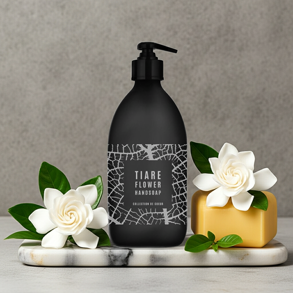 Marseille Håndsæbe Tiare Flower Gardenia 500ml - Glasflaske Flydende Marseille sæbe Du Coeur