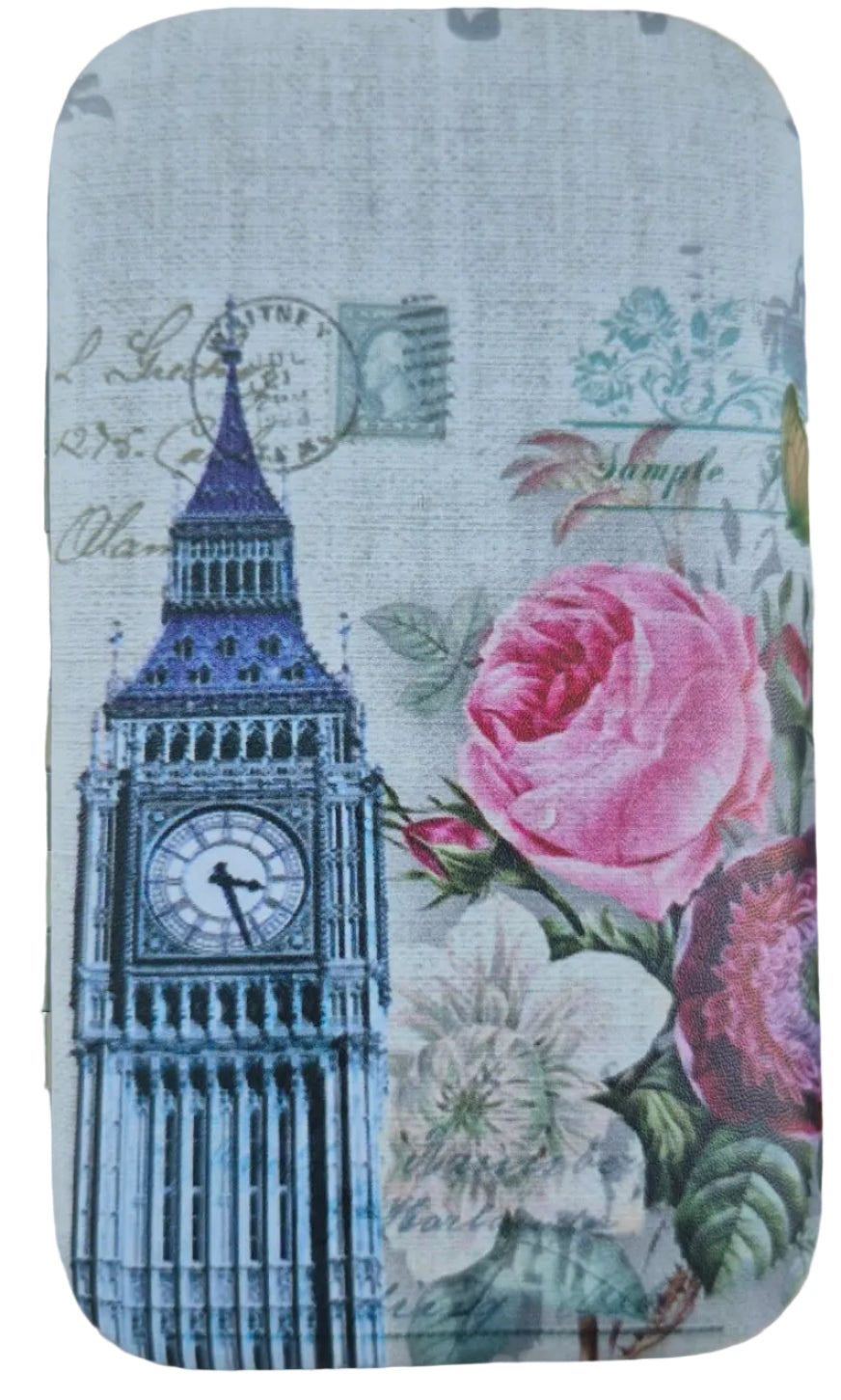 Manicure-sæt i Dekorativ Metalæske – 4 Vintage Motiver Accentra London Blomst