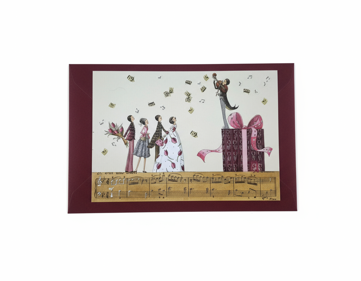 Kort 18,5x13cm med farvet kuvert kort Edition Gollong Bryllup