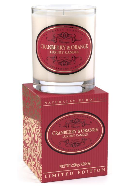 Naturally European Cranberry & orange Duftlys 200g