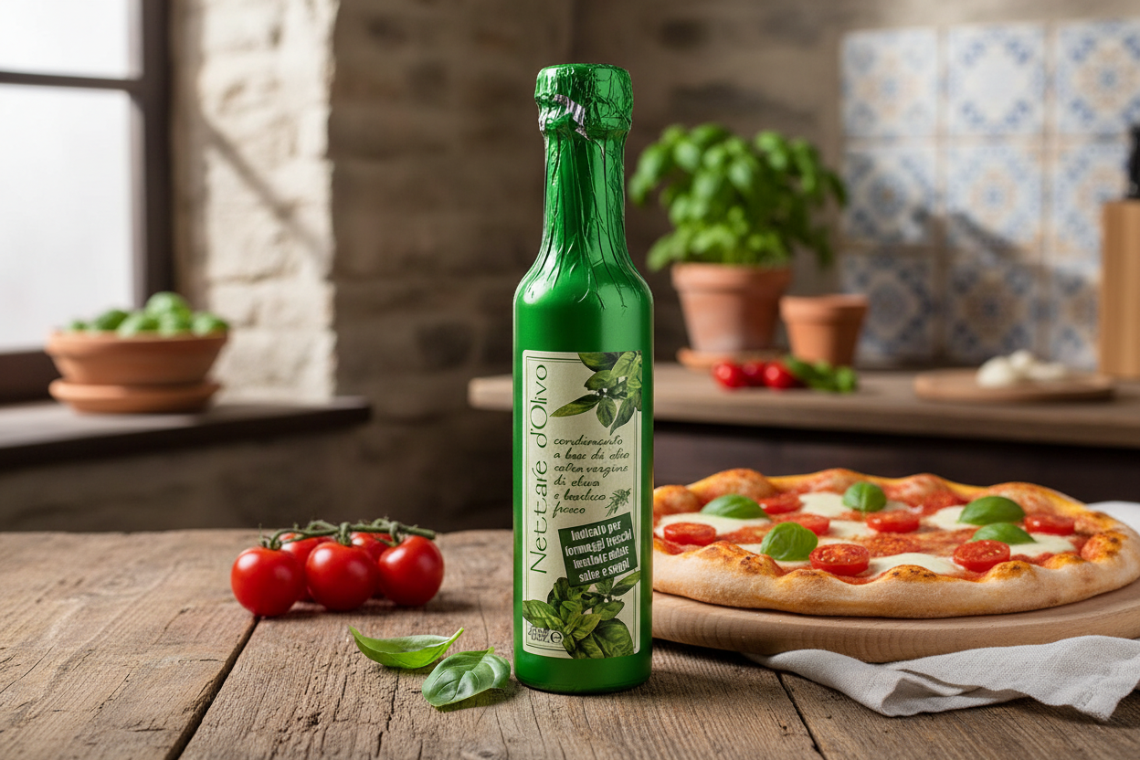 Ekstra Jomfru Olivenolie med Basilikum – Nettare d’Olivo 250ml Weibel