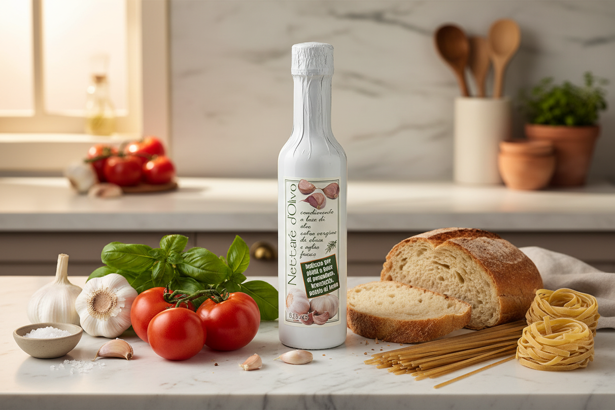 Ekstra Jomfru Olivenolie med Hvidløg – Nettare d’Olive 250ml Weibel