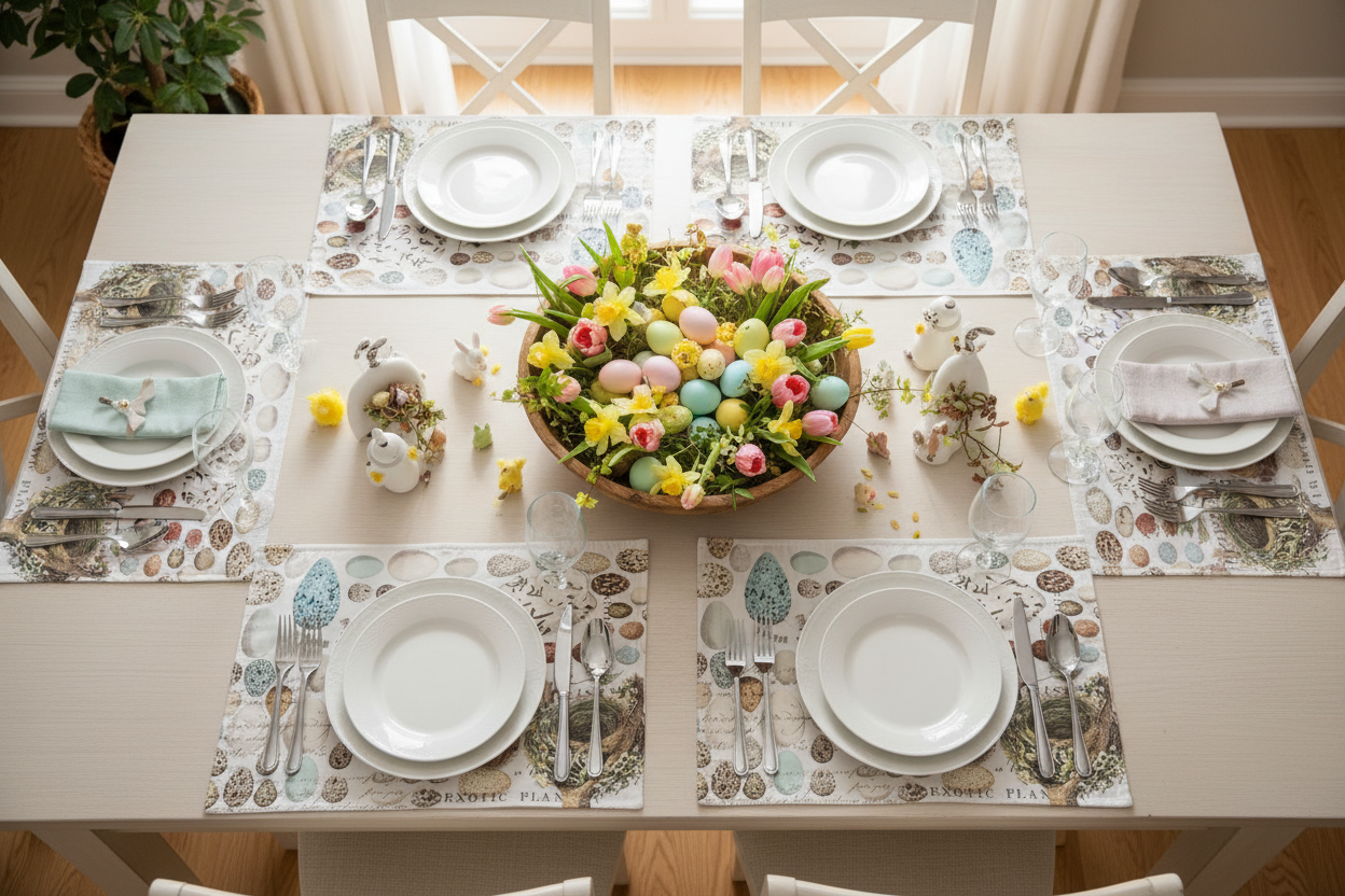 Påskebord dækket op til 4 personer