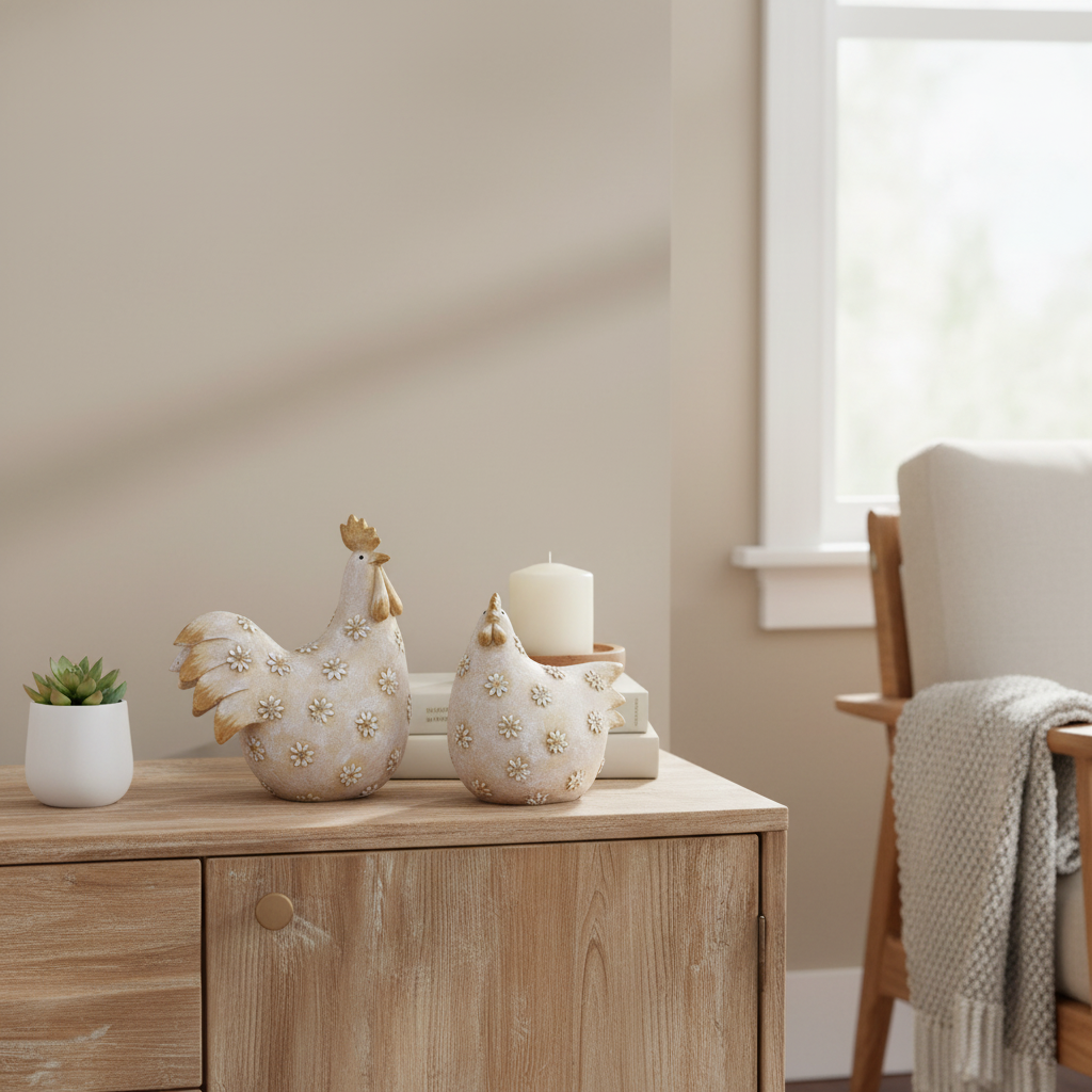 Polystone Hane & Høne Par - 10x12x6cm G. Wurm