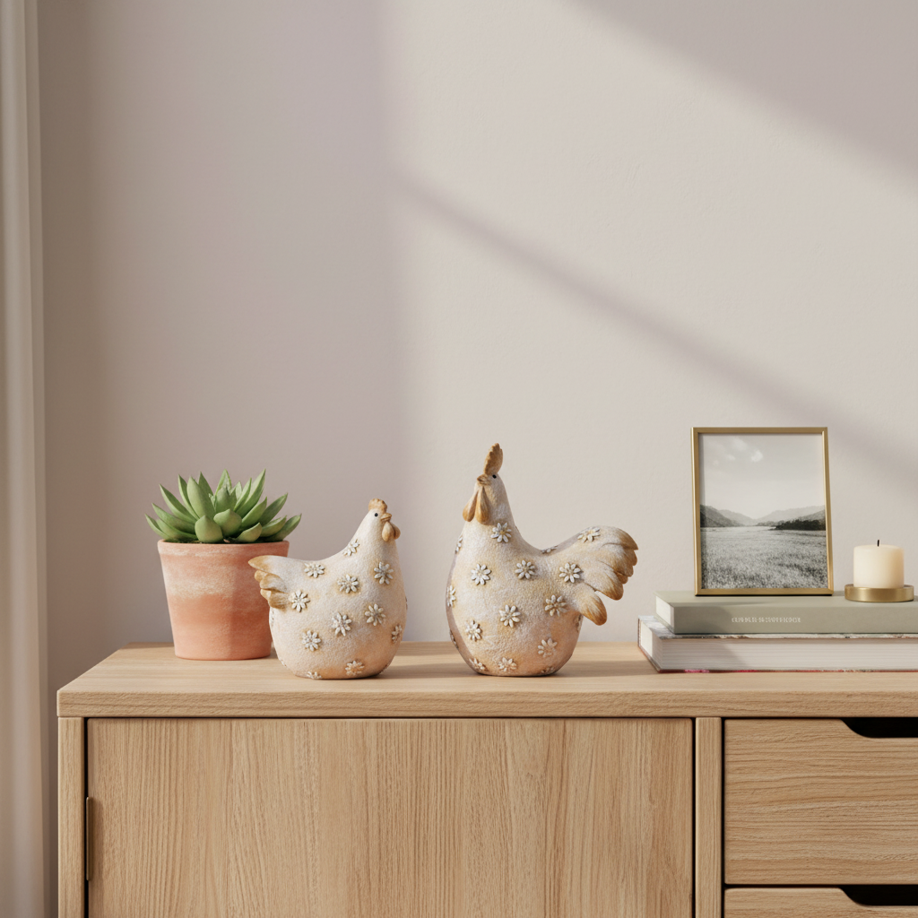 Polystone Hane & Høne Par - 6 cm x 9 cm x 4 cm G. Wurm