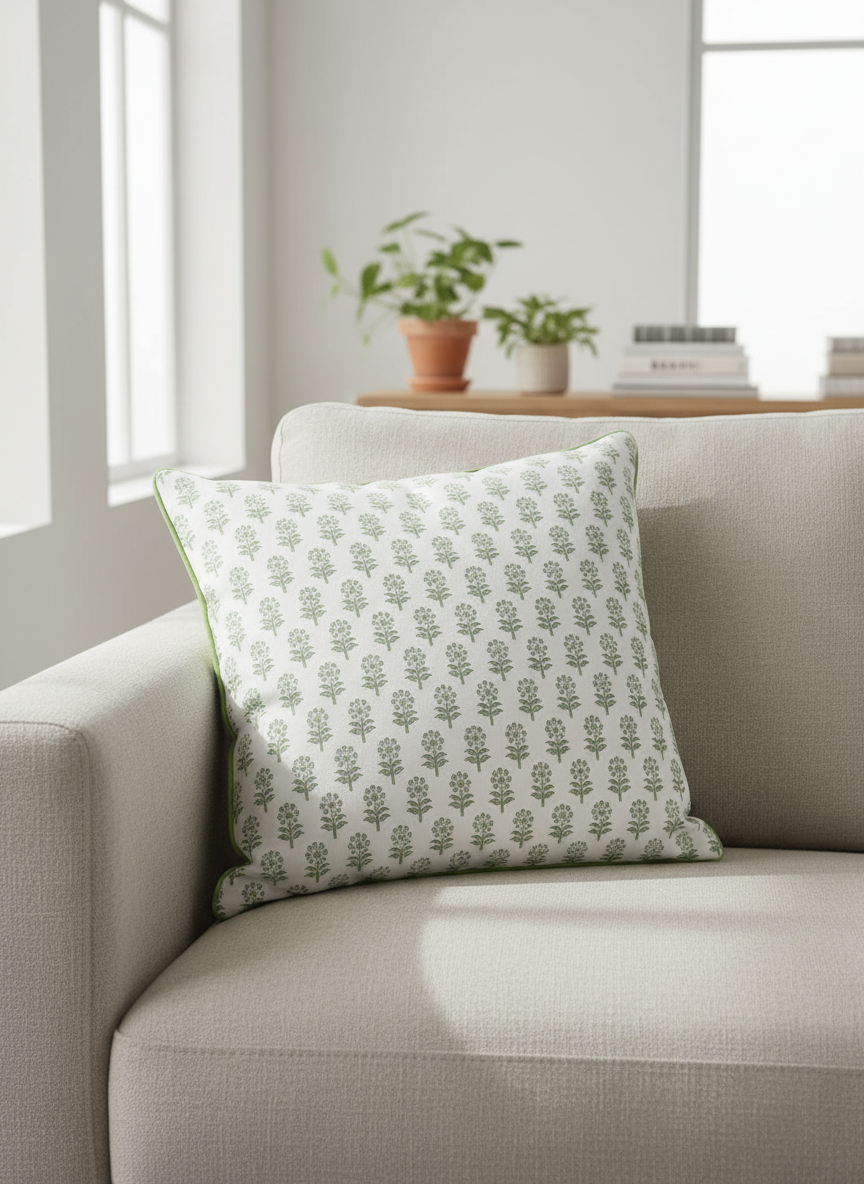 Pudebetræk med botanisk mønster