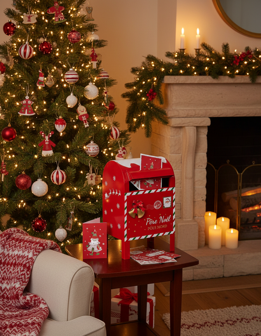 Rød Metal Postkasse - Jule Dekoration H34cm JJA