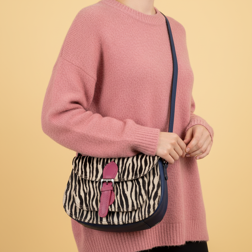 Skuldertaske i ægte læder ROND FUNKI - Saora Saora