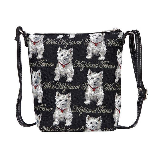 Skuldertaske i Gobelin med Westie White Hunde