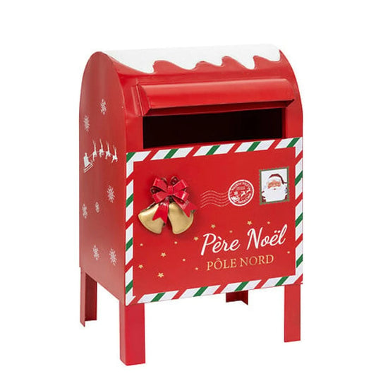 Rød Metal Postkasse - Jule Dekoration H34cm JJA