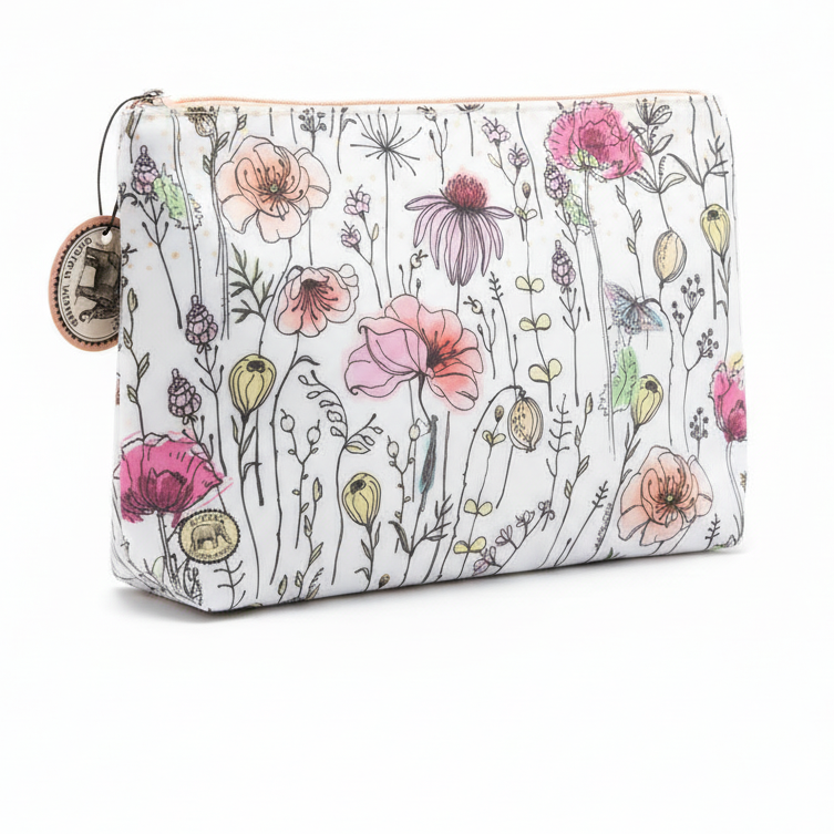 Toiletry bag on pure white background