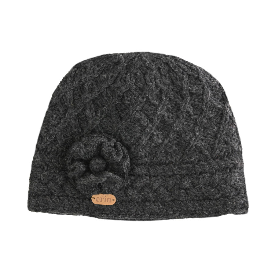 Erin Hue Aran Trellis med Blomst 100% Uld - Håndstrikket med Foer Erin Knitwear